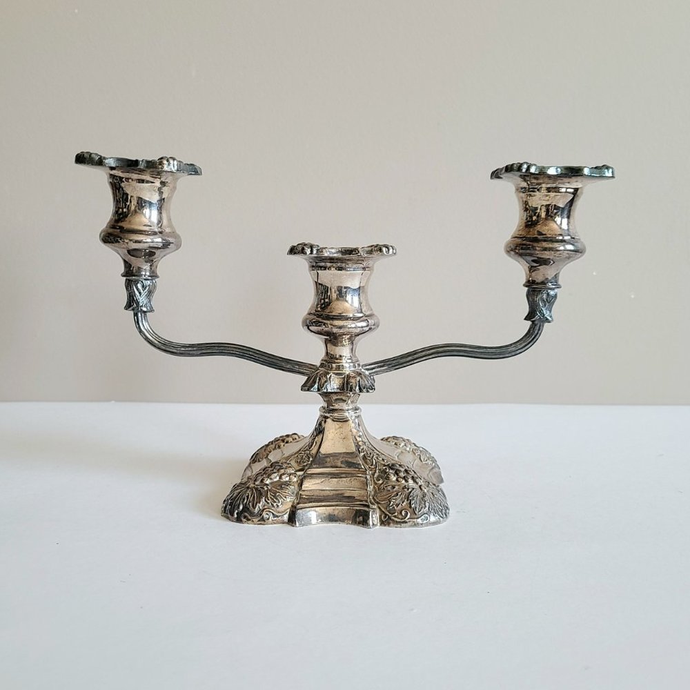 Vintage Coronet Plate 47 EP 47 Lead 3 branches candleholder/candlesticks.